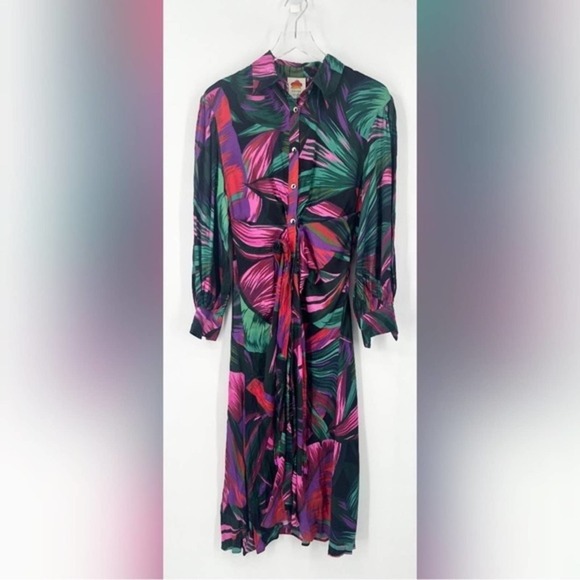 NEW FARM RIO Midnight Leaves Lenzing Ecovero Viscose Midi Dress B2861 - Picture 4 of 7